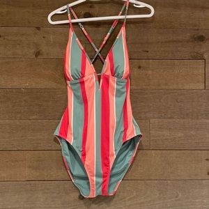Bathing Suit - Aqua Rose - L